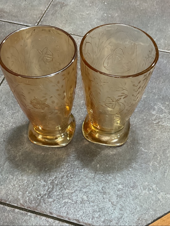 Jeannette Glass Other - Embossed Amber Glass Tumblers – Set of 2